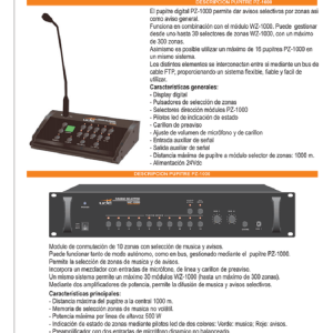 Conjunto de pupitre de avisos y módulo conmutación